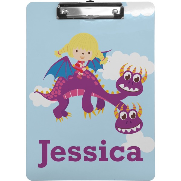 Custom Girl Flying on a Dragon Clipboard (Letter Size) (Personalized)