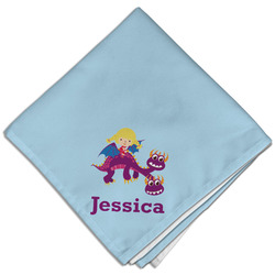 Girl Flying on a Dragon Cloth Dinner Napkin - Single w/ Name or Text