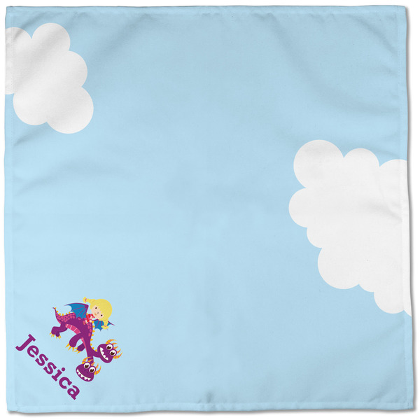 Girl Flying on a Dragon Cloth Napkins - Personalized Dinner (Full Open)