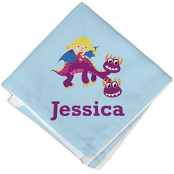 Girl Flying on a Dragon Cloth Napkin w/ Name or Text