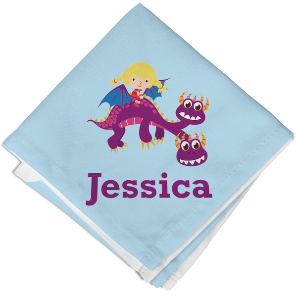 Custom Girl Flying on a Dragon Cloth Napkin w/ Name or Text