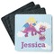 Girl Flying on a Dragon Square Rubber Backed Coasters - Set of 4 (Personalized)