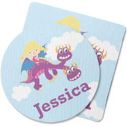 Girl Flying on a Dragon Rubber Backed Coaster (Personalized)