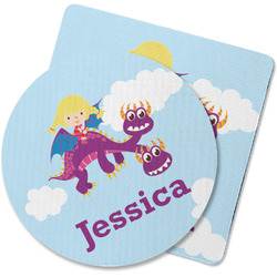 Girl Flying on a Dragon Rubber Backed Coaster (Personalized)