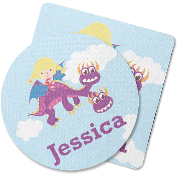 Custom Girl Flying on a Dragon Rubber Backed Coaster (Personalized)