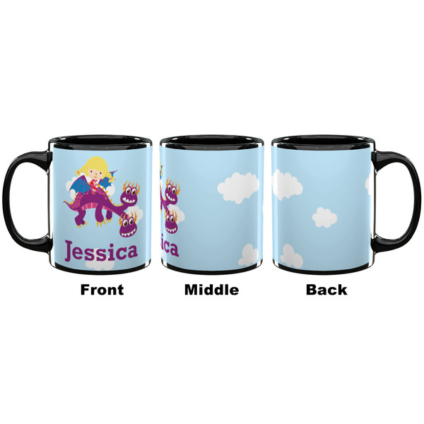 Girl Flying on a Dragon Coffee Mug - 11 oz - Black APPROVAL