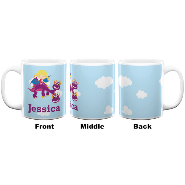 Girl Flying on a Dragon Coffee Mug - 11 oz - White APPROVAL