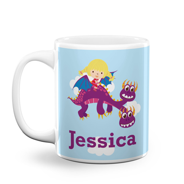 Custom Girl Flying on a Dragon Coffee Mug (Personalized)