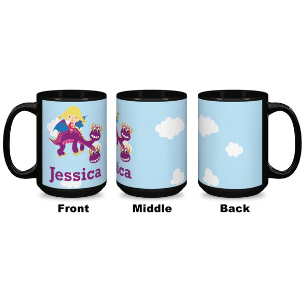 Girl Flying on a Dragon Coffee Mug - 15 oz - Black APPROVAL
