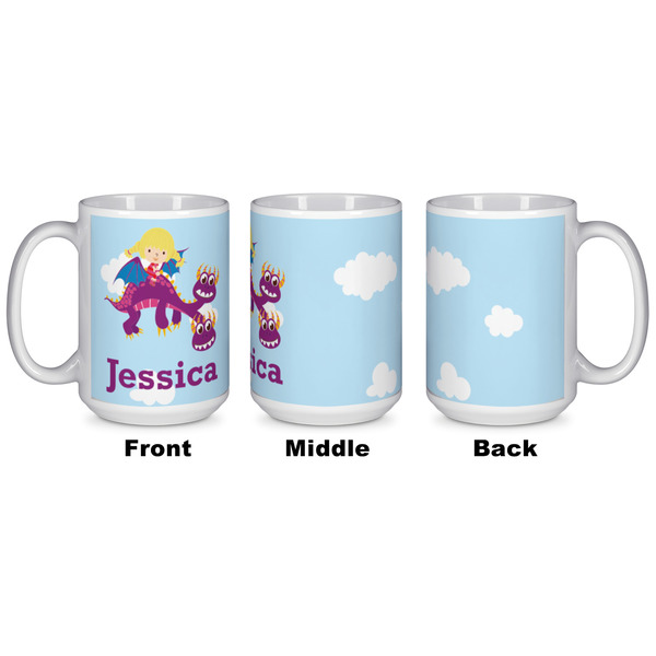 Girl Flying on a Dragon Coffee Mug - 15 oz - White APPROVAL