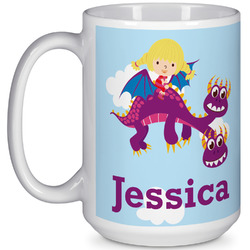 Girl Flying on a Dragon 15 Oz Coffee Mug - White (Personalized)