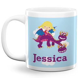 Girl Flying on a Dragon 20 Oz Coffee Mug - White (Personalized)