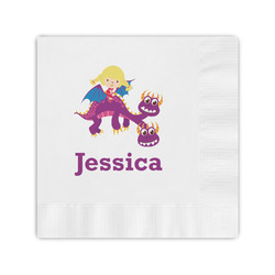 Girl Flying on a Dragon Coined Cocktail Napkins (Personalized)
