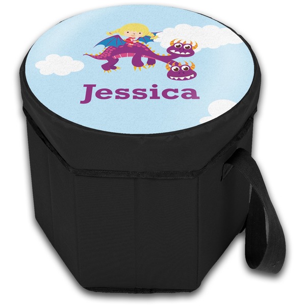 Girl Flying on a Dragon Collapsible Personalized Cooler & Seat (Closed)