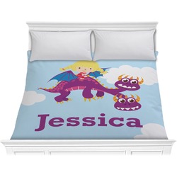 Girl Flying on a Dragon Comforter - King (Personalized)