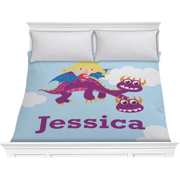 Custom Girl Flying on a Dragon Comforter - King (Personalized)