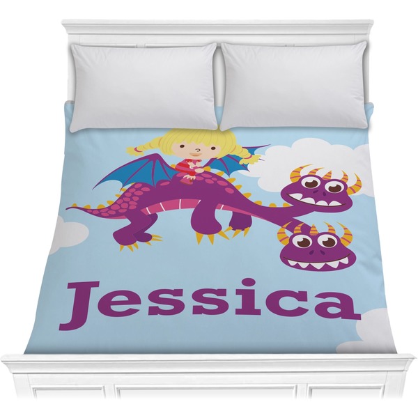 Custom Girl Flying on a Dragon Comforter - Full / Queen (Personalized)