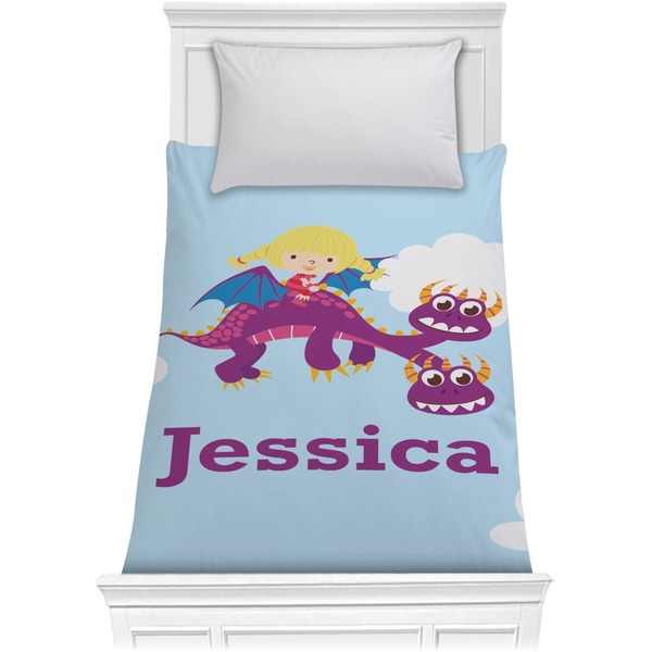 Custom Girl Flying on a Dragon Comforter - Twin (Personalized)
