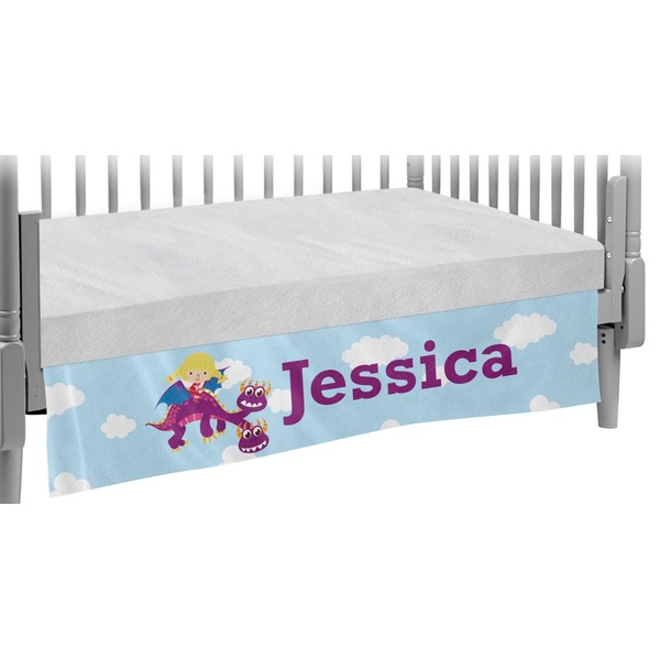 Custom Girl Flying on a Dragon Crib Skirt (Personalized)