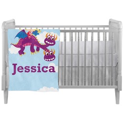 Girl Flying on a Dragon Crib Comforter / Quilt (Personalized)