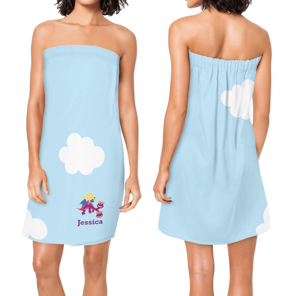 Girl Flying on a Dragon Custom Bath Wrap - Front & Back View