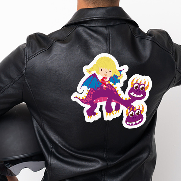Girl Flying on a Dragon Custom Shape Iron On Patches - XXXL - APPROVAL