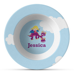 Girl Flying on a Dragon Plastic Bowl - Microwave Safe - Composite Polymer (Personalized)