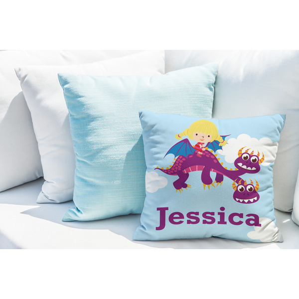 Girl Flying on a Dragon Decorative Pillow Case - LIFESTYLE 2