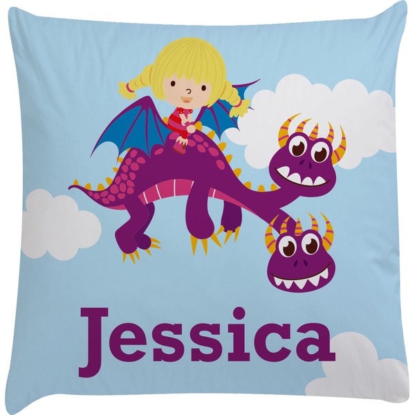 Custom Girl Flying on a Dragon Decorative Pillow Case (Personalized)