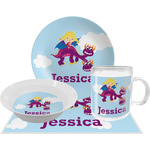 Girl Flying on a Dragon Dinner Set - Single 4 Pc Setting w/ Name or Text