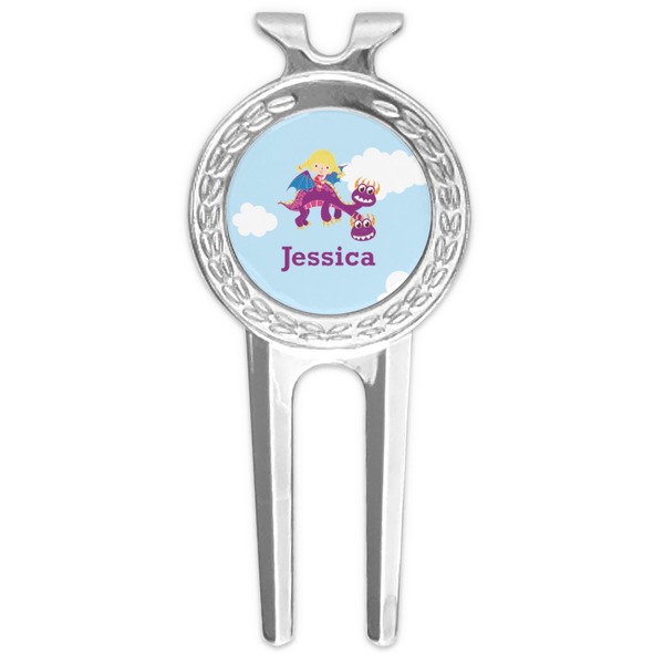 Custom Girl Flying on a Dragon Golf Divot Tool & Ball Marker (Personalized)
