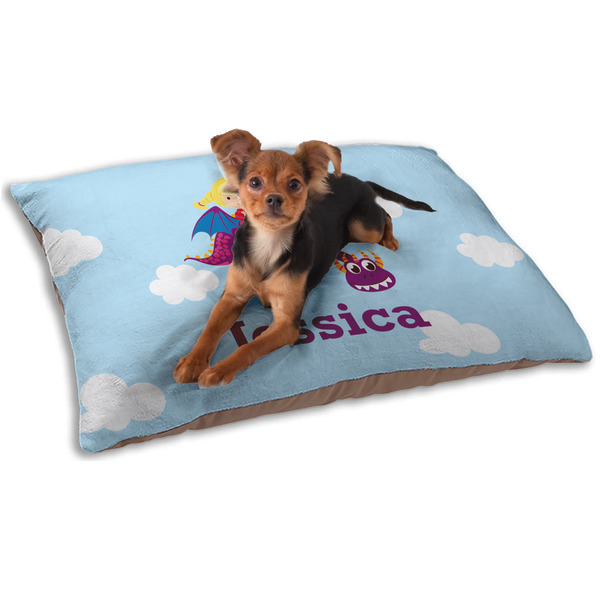 Custom Girl Flying on a Dragon Dog Bed - Small w/ Name or Text