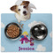Girl Flying on a Dragon Dog Food Mat - Medium w/ Name or Text