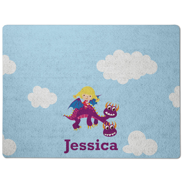 Girl Flying on a Dragon Dog Food Mat - Medium without bowls