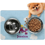 Girl Flying on a Dragon Dog Food Mat - Small w/ Name or Text