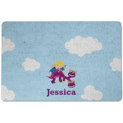 Girl Flying on a Dragon Dog Food Mat w/ Name or Text