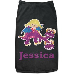 Girl Flying on a Dragon Black Pet Shirt - S (Personalized)