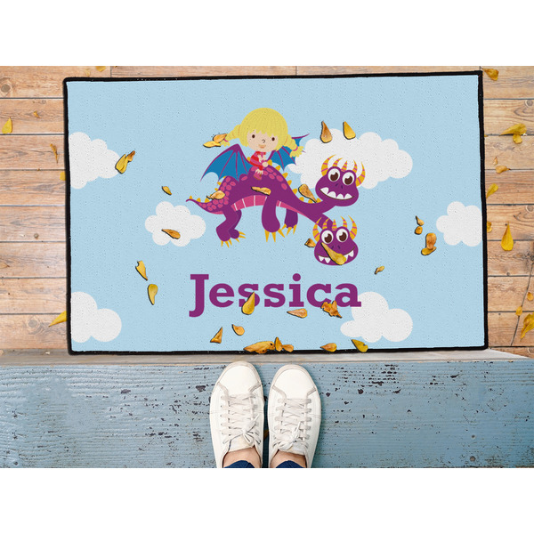Girl Flying on a Dragon Door Mat - LIFESTYLE (Med)