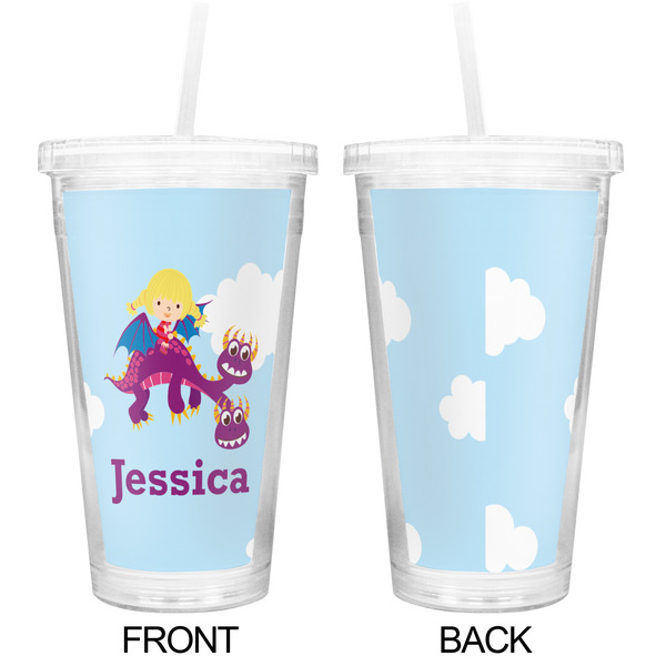 Girl Flying on a Dragon Double Wall Tumbler with Straw - Approval