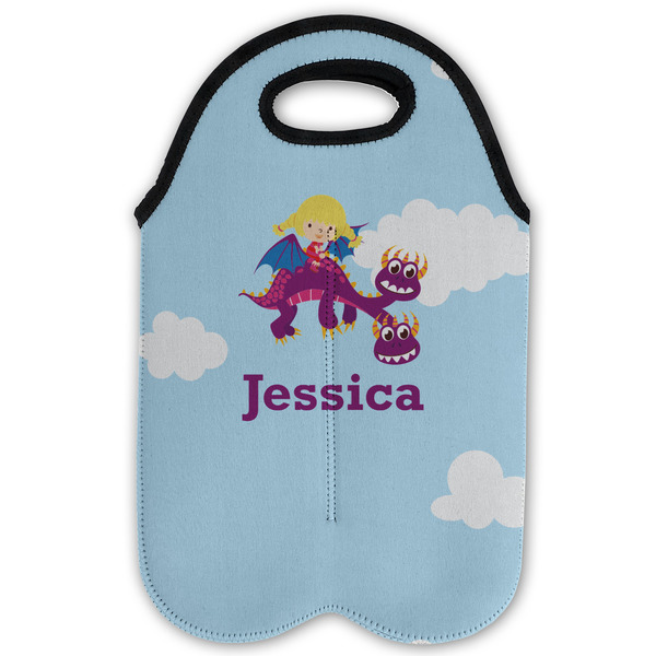 Girl Flying on a Dragon Double Wine Tote - Flat (new)