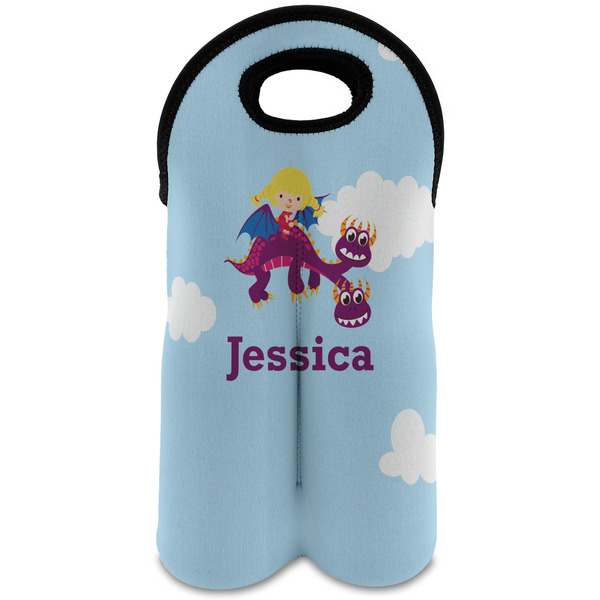 Custom Girl Flying on a Dragon Wine Tote Bag (2 Bottles) (Personalized)