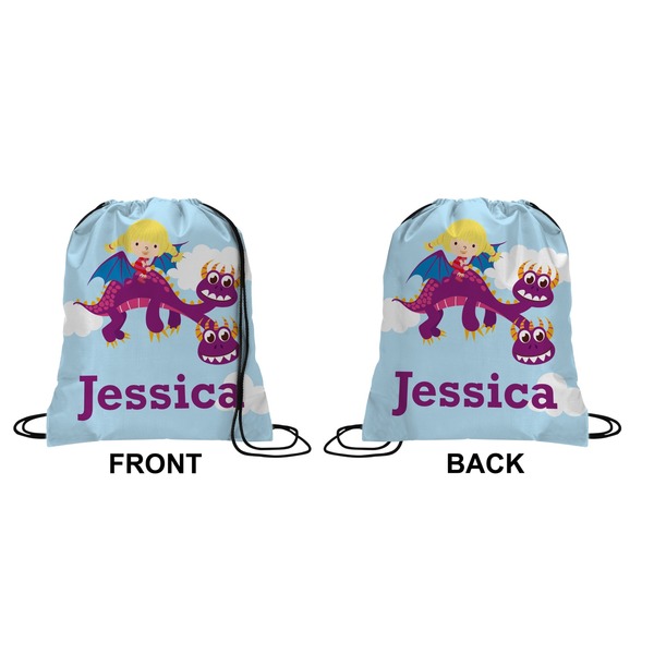 Girl Flying on a Dragon Drawstring Backpack