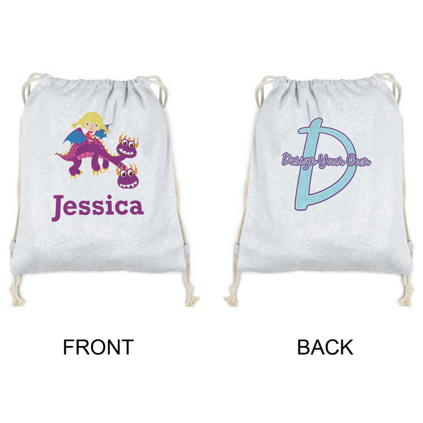 Girl Flying on a Dragon Drawstring Backpacks - Sweatshirt Fleece - Double Sided - APPROVAL