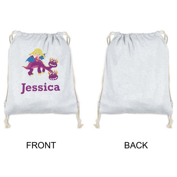 Girl Flying on a Dragon Drawstring Backpacks - Sweatshirt Fleece - Single Sided - APPROVAL