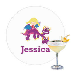 Girl Flying on a Dragon Printed Drink Topper (Personalized)
