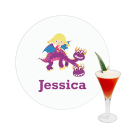Girl Flying on a Dragon Printed Drink Topper -  2.5" (Personalized)