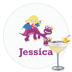 Girl Flying on a Dragon Printed Drink Topper - 3.5" (Personalized)