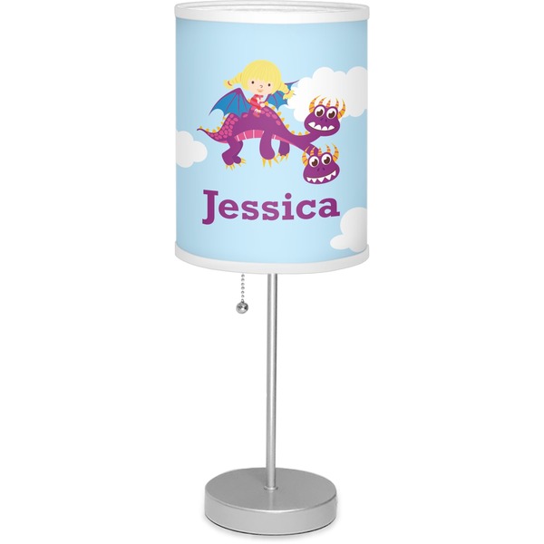 Custom Girl Flying on a Dragon 7" Drum Lamp with Shade (Personalized)