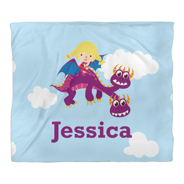 Girl Flying on a Dragon Duvet Cover - King - Front