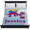 Girl Flying on a Dragon Duvet Cover - Queen - On Bed - No Prop